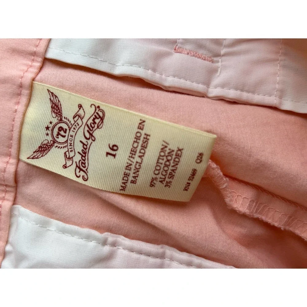 Faded Glory Womens Peach Chino Bermuda Shorts Size 16‎ Cuffed Casual Everyday